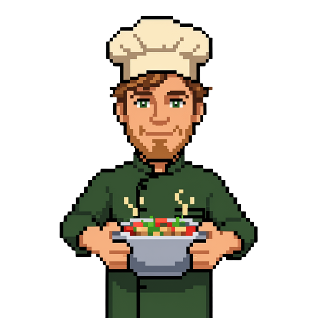 Chef die een gerecht presenteert